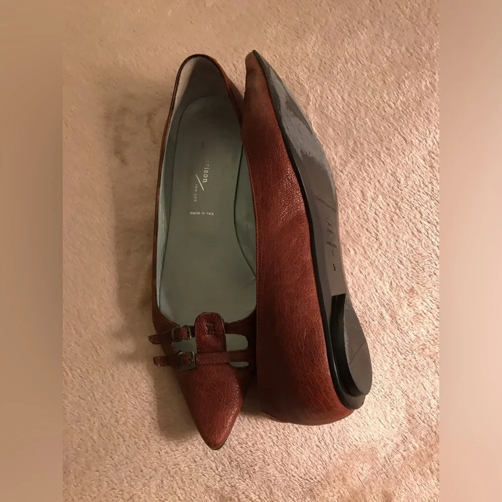 Sigerson Morrison Brown Pointed Toe Leather Flats